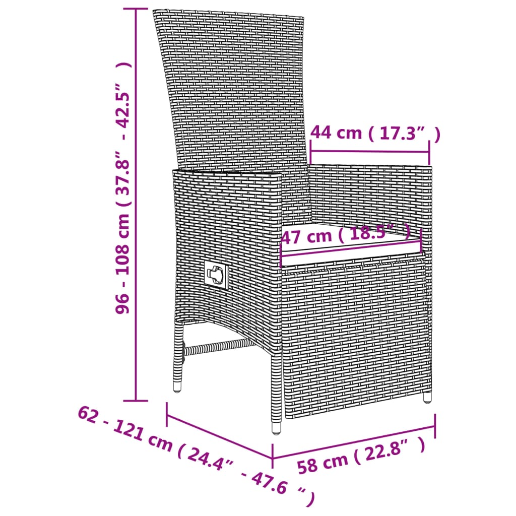 Set da Pranzo da Giardino 5 pz con Cuscini Beige in Polyrattan - homemem39
