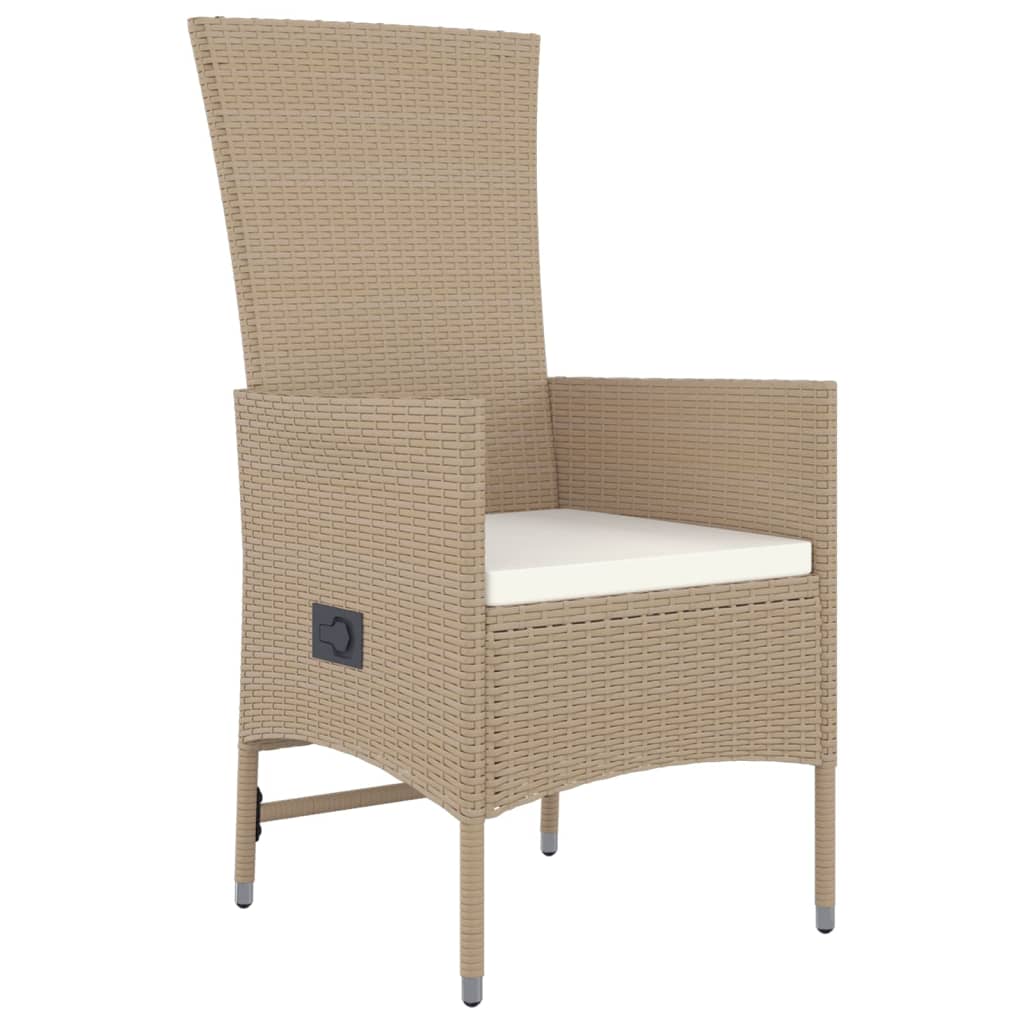 Set da Pranzo da Giardino 7 pz con Cuscini Beige in Polyrattan | homemem39