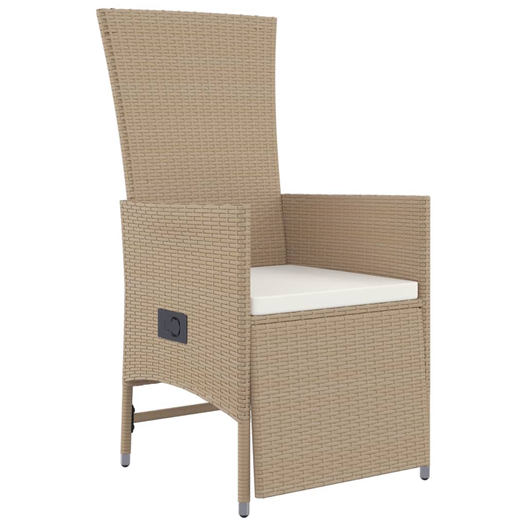 Set da Pranzo da Giardino 7 pz con Cuscini Beige in Polyrattan - homemem39