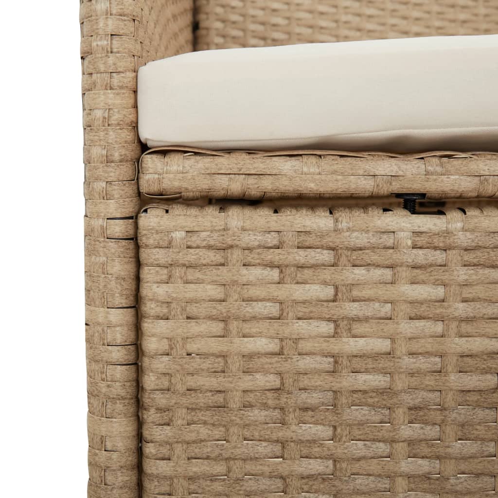 Set da Pranzo da Giardino 7 pz con Cuscini Beige in Polyrattan | homemem39