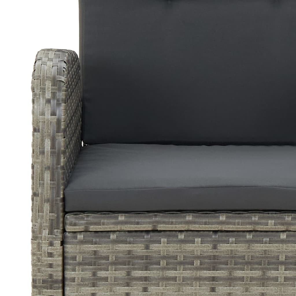 Set da Pranzo da Giardino 3 pz con Cuscini in Polyrattan Grigio - homemem39