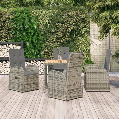 Set da Pranzo da Giardino 5 pz con Cuscini in Polyrattan Grigio | homemem39