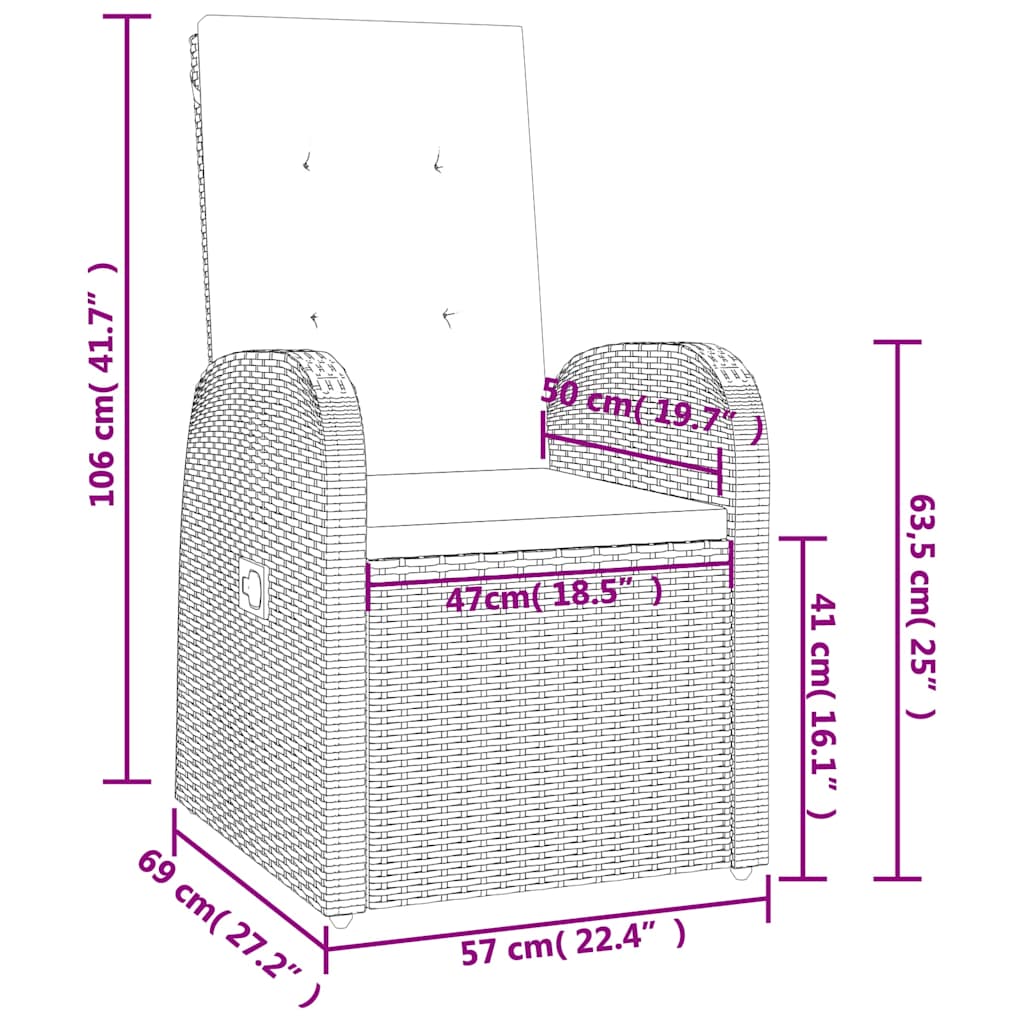 Set da Pranzo da Giardino 5 pz con Cuscini in Polyrattan Grigio | homemem39