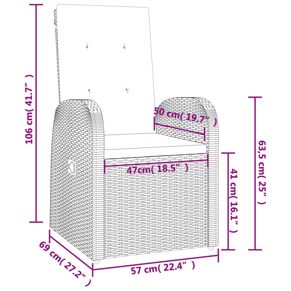 Set da Pranzo da Giardino 5 pz con Cuscini in Polyrattan Grigio | homemem39