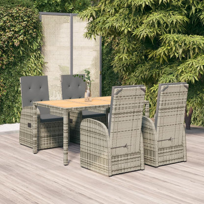 Set da Pranzo da Giardino 5 pz con Cuscini in Polyrattan Grigio | homemem39