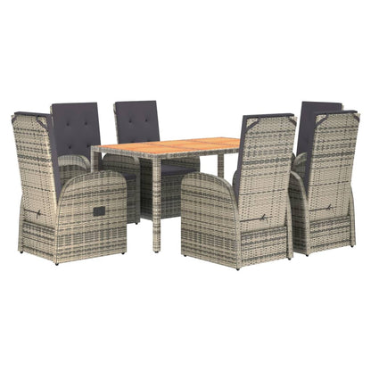 Set da Pranzo da Giardino 7 pz con Cuscini in Polyrattan Grigio | homemem39