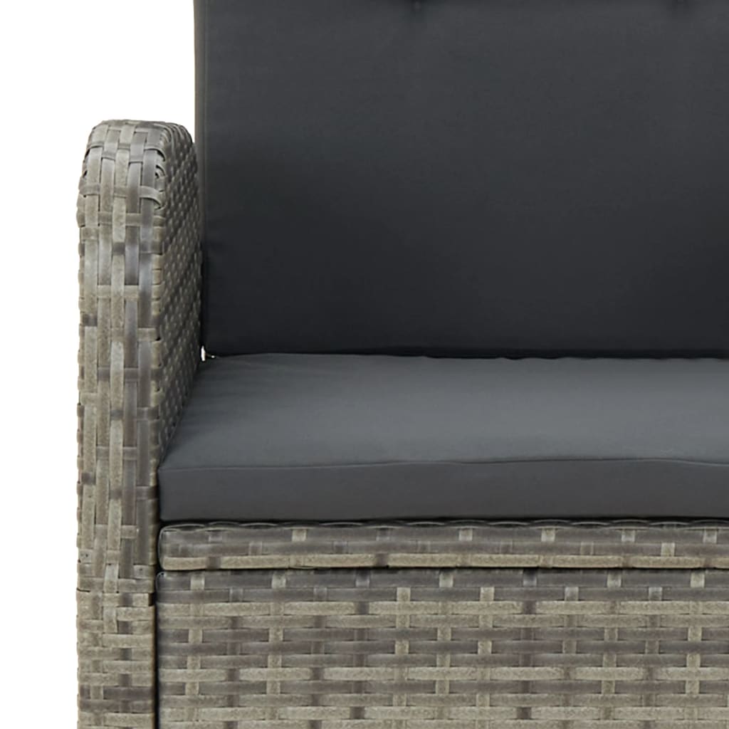 Set da Pranzo da Giardino 7 pz con Cuscini in Polyrattan Grigio | homemem39