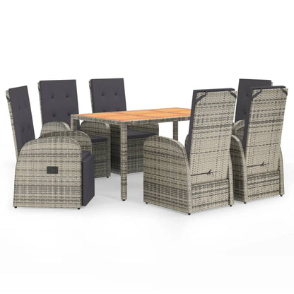 Set da Pranzo da Giardino 7 pz con Cuscini in Polyrattan Grigio | homemem39