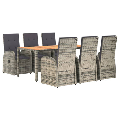 Set da Pranzo da Giardino 7 pz con Cuscini in Polyrattan Grigio | homemem39