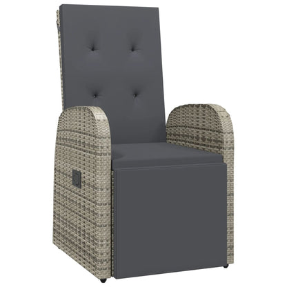 Set da Pranzo da Giardino 3 pz con Cuscini in Polyrattan Grigio - homemem39