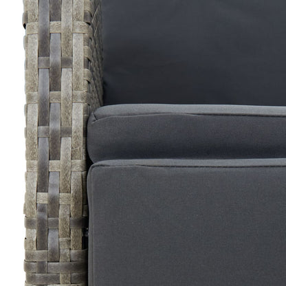 Set da Pranzo da Giardino 3 pz con Cuscini in Polyrattan Grigio - homemem39