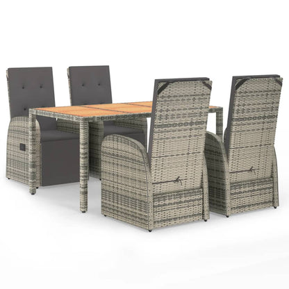 Set da Pranzo da Giardino 5 pz con Cuscini in Polyrattan Grigio | homemem39