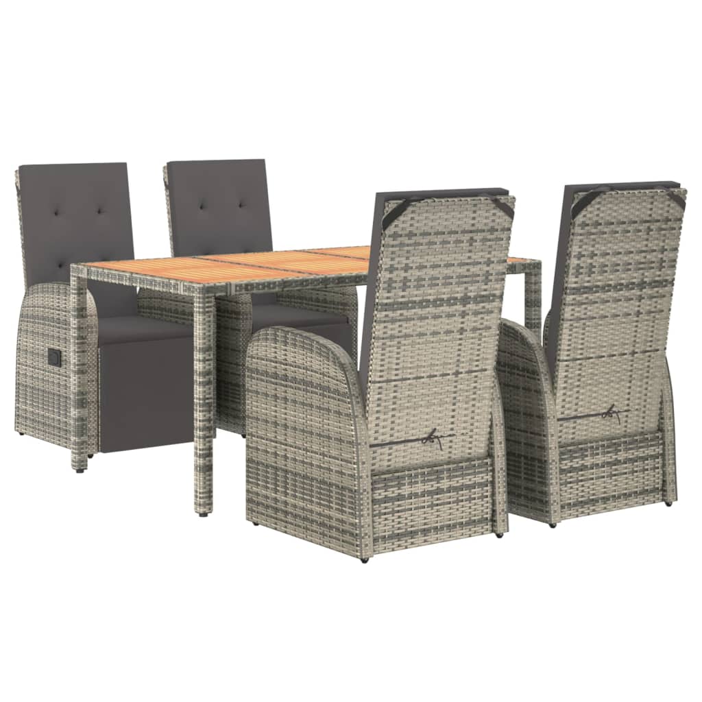 Set da Pranzo da Giardino 5 pz con Cuscini in Polyrattan Grigio | homemem39