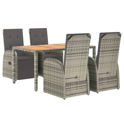 Set da Pranzo da Giardino 5 pz con Cuscini in Polyrattan Grigio | homemem39