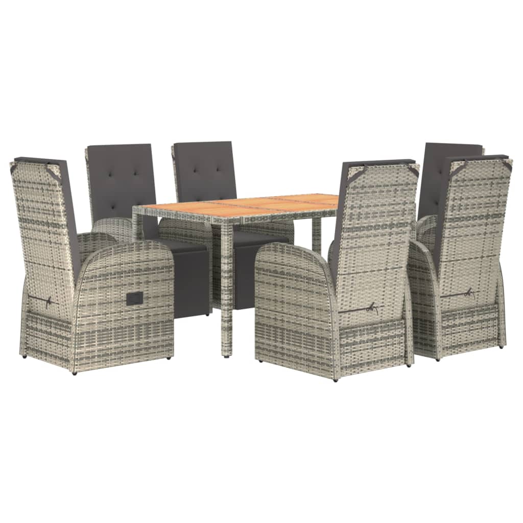 Set da Pranzo da Giardino 7 pz con Cuscini in Polyrattan Grigio | homemem39