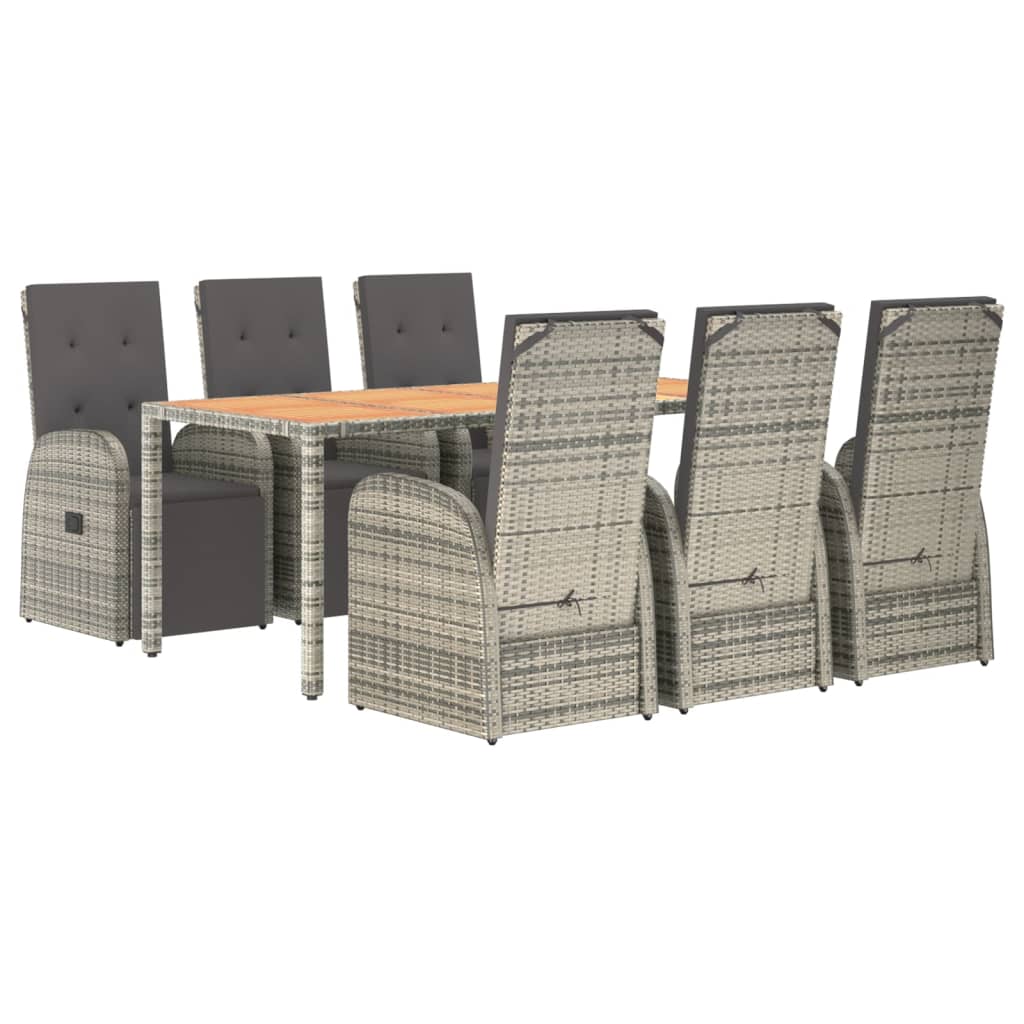 Set da Pranzo da Giardino 7 pz con Cuscini in Polyrattan Grigio | homemem39