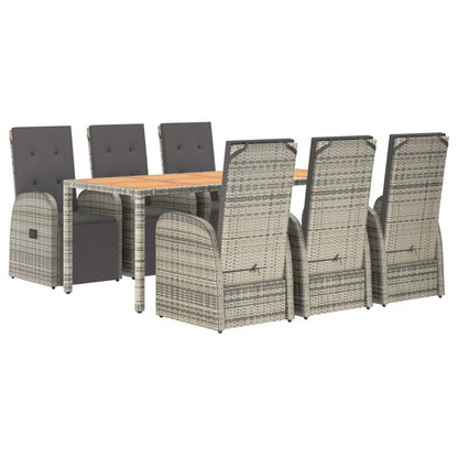 Set da Pranzo da Giardino 7 pz con Cuscini in Polyrattan Grigio | homemem39