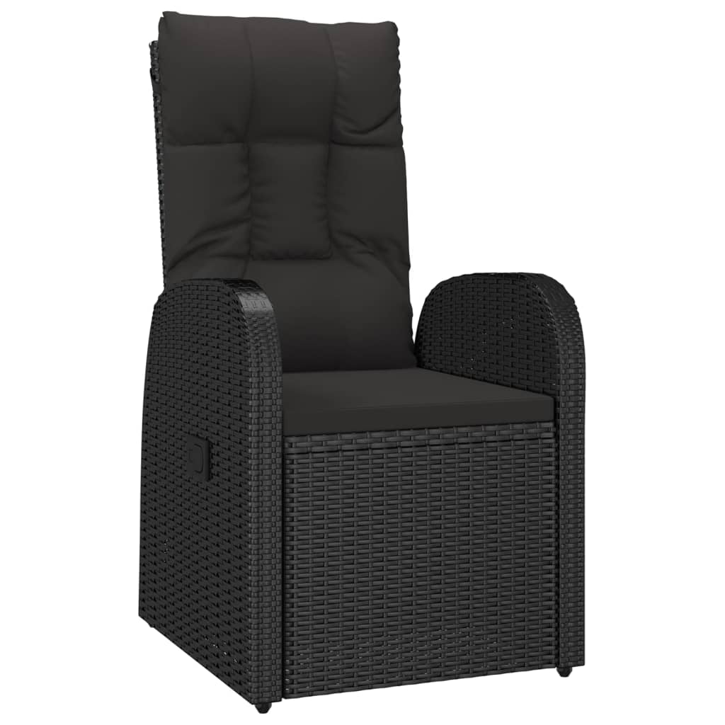 Set da Pranzo da Giardino 5 pz Nero con Cuscini in Polyrattan | homemem39
