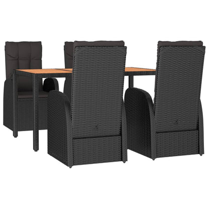 Set da Pranzo da Giardino 5 pz Nero con Cuscini in Polyrattan | homemem39