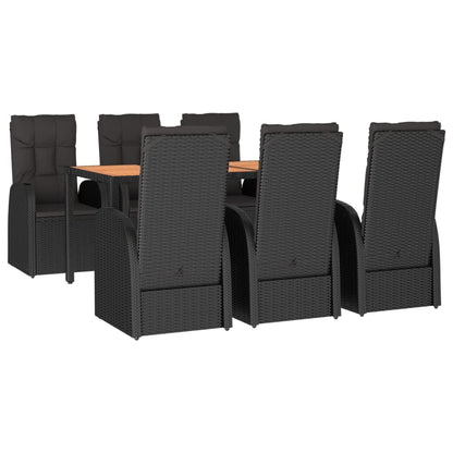 Set da Pranzo da Giardino 7 pz Nero con Cuscini in Polyrattan | homemem39