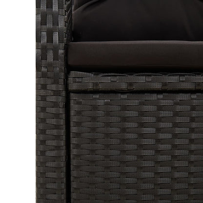 Set da Pranzo da Giardino 7 pz Nero con Cuscini in Polyrattan | homemem39