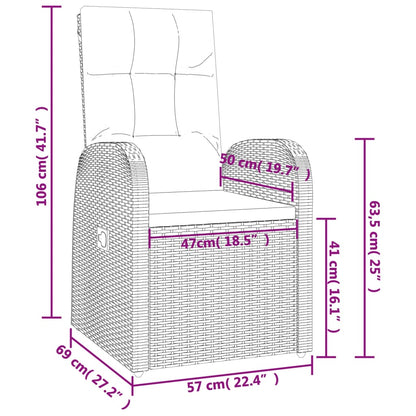 Set da Pranzo da Giardino 7 pz Nero con Cuscini in Polyrattan | homemem39