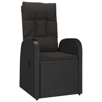 Set da Pranzo da Giardino 7 pz Nero con Cuscini in Polyrattan | homemem39
