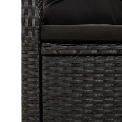 Set da Pranzo da Giardino 7 pz Nero con Cuscini in Polyrattan | homemem39