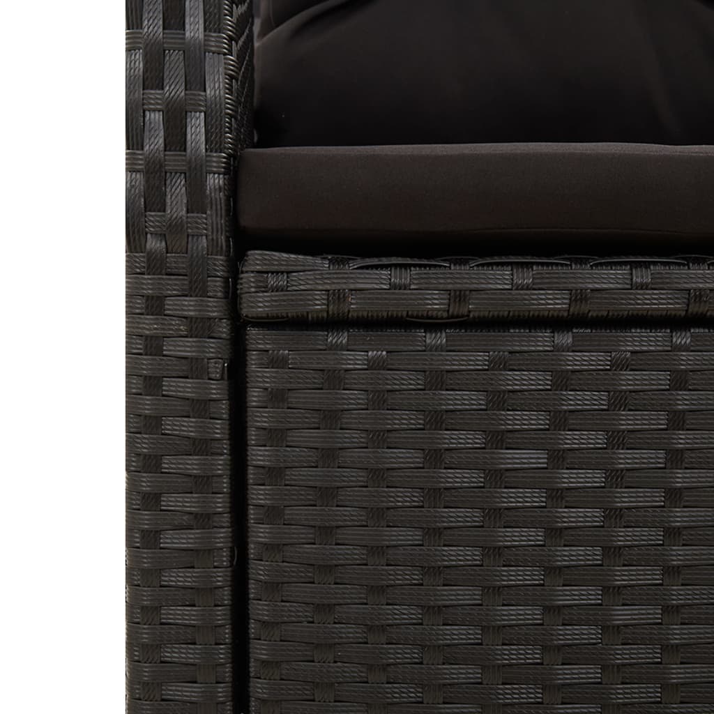 Set da Pranzo da Giardino 9 pz con Cuscini Nero in Polyrattan | homemem39