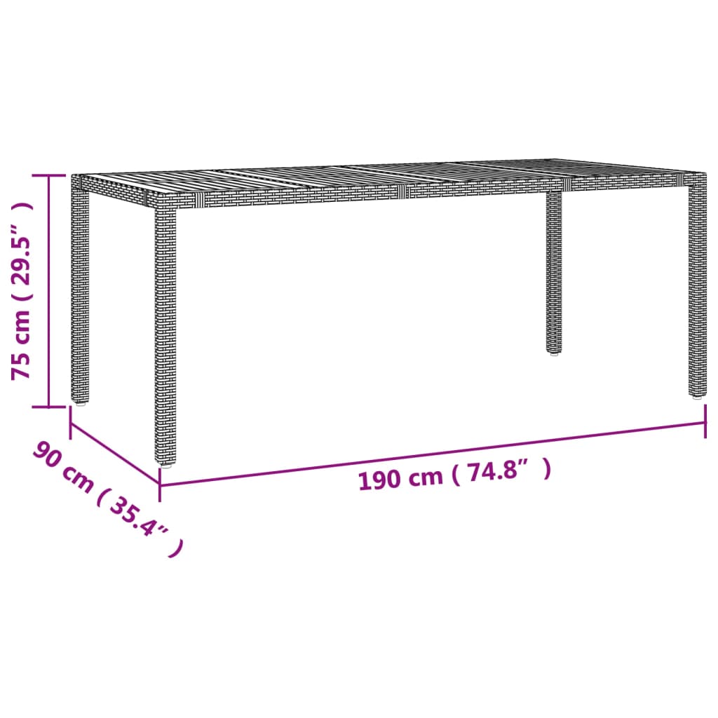 Set da Pranzo da Giardino 9 pz con Cuscini Nero in Polyrattan | homemem39