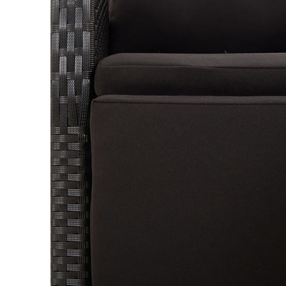 Set Pranzo Giardino 3pz Nero Polyrattan e Legno Massello Acacia | homemem39