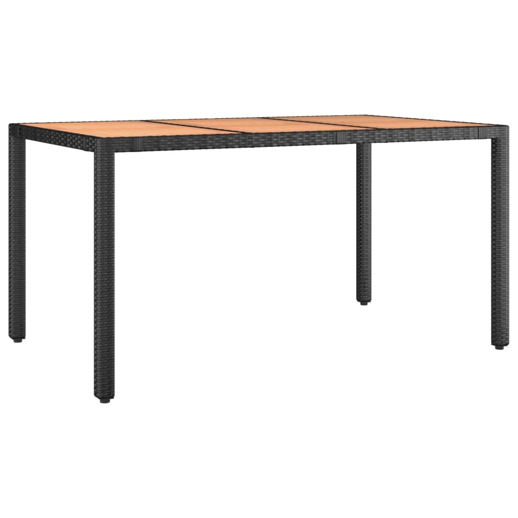 Set Pranzo Giardino 5pz Nero Polyrattan Legno Massello Acacia | homemem39