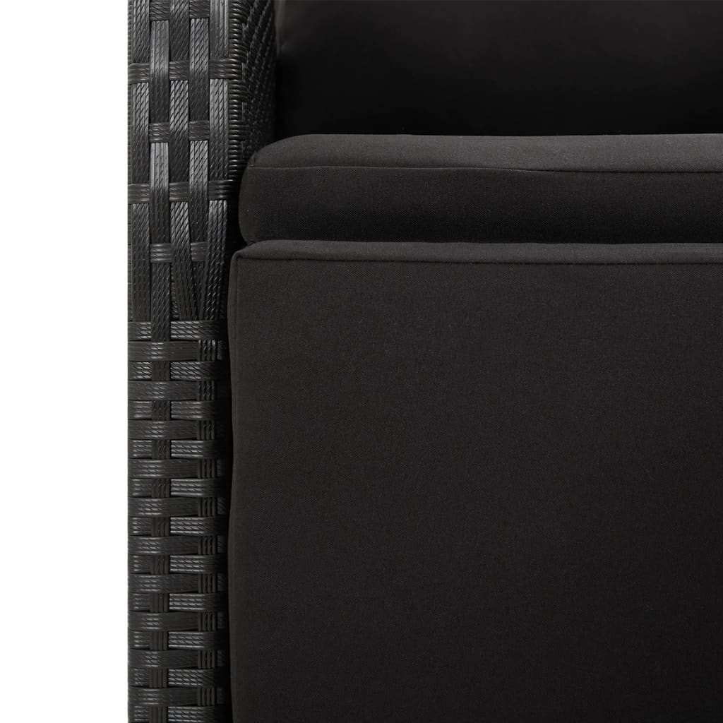 Set Pranzo Giardino 5pz Nero Polyrattan Legno Massello Acacia | homemem39