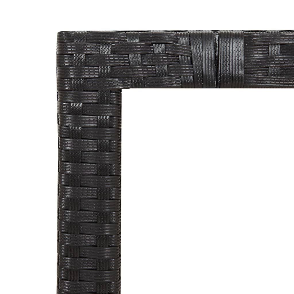Set Pranzo Giardino 5pz Nero Polyrattan Legno Massello Acacia | homemem39
