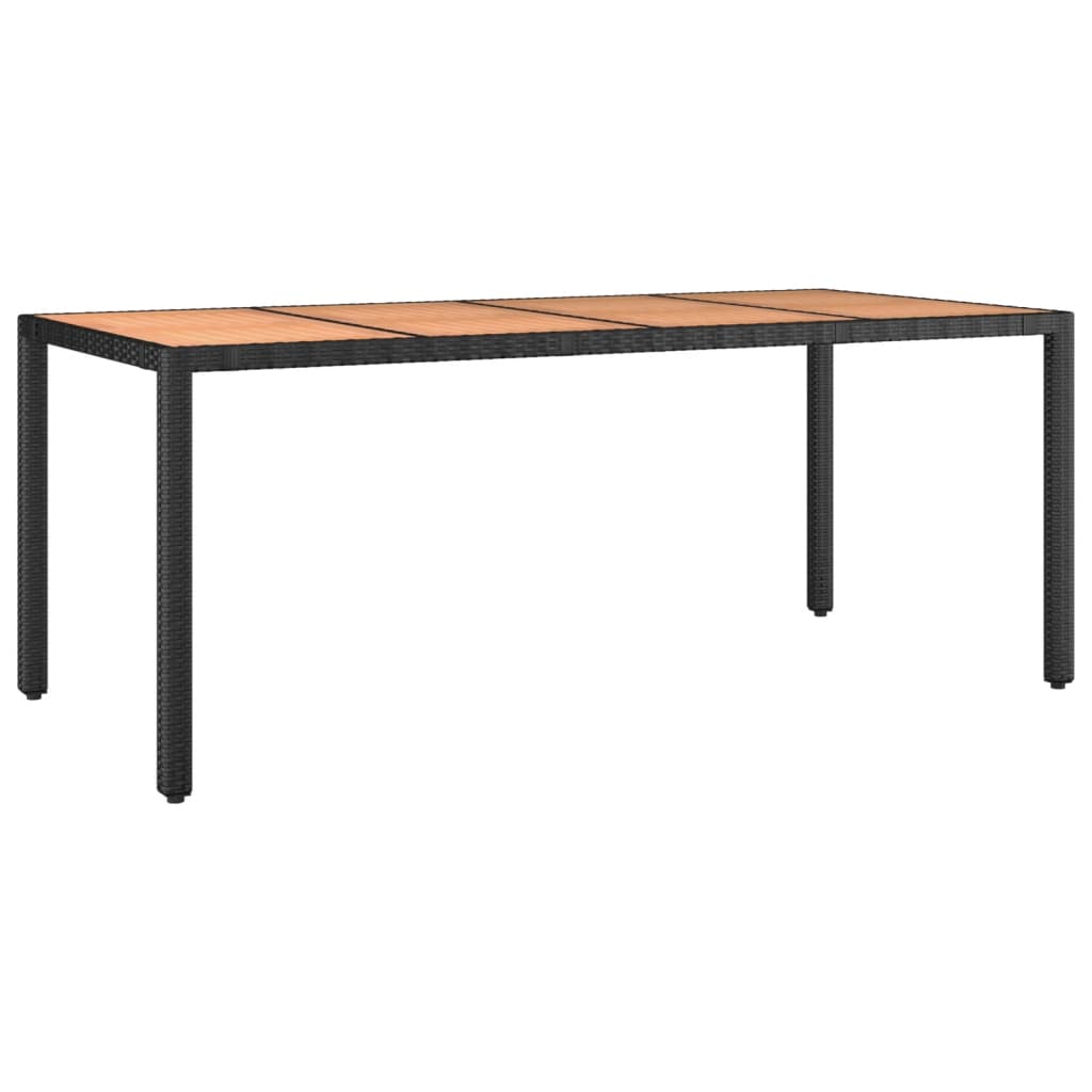 Set Pranzo Giardino 7pz Nero Polyrattan e Legno Massello Acacia | homemem39
