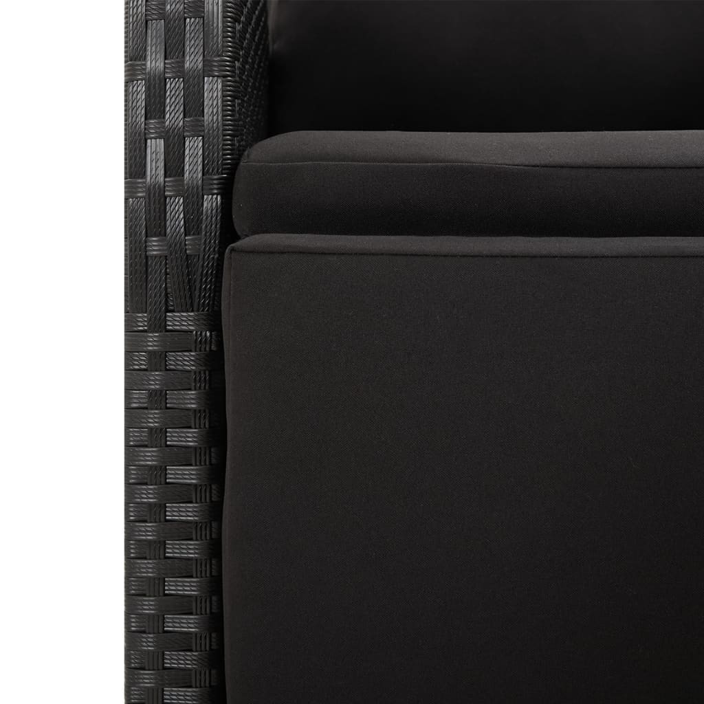 Set Pranzo Giardino 7pz Nero Polyrattan e Legno Massello Acacia | homemem39