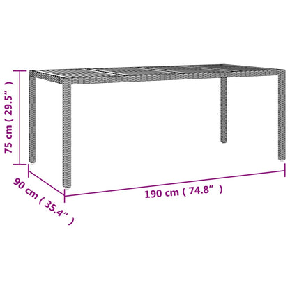 Set Pranzo Giardino 7pz Nero Polyrattan e Legno Massello Acacia | homemem39