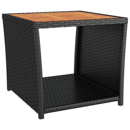 Set Mobili Giardino 3pz Nero Polyrattan e Legno Massello Acacia | homemem39