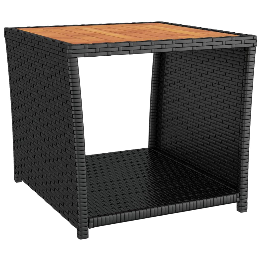 Set Mobili Giardino 3pz Nero Polyrattan e Legno Massello Acacia | homemem39