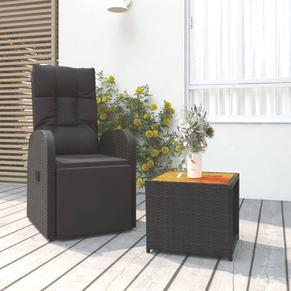 Set Mobili Giardino 2pz Nero Polyrattan e Legno Massello Acacia | homemem39