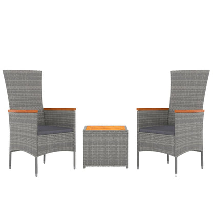 Set Mobili Giardino 3pz Grigio Polyrattan Legno Massello Acacia | homemem39