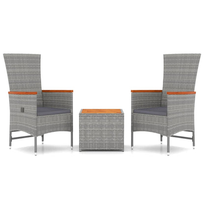 Set Mobili Giardino 3pz Grigio Polyrattan Legno Massello Acacia | homemem39
