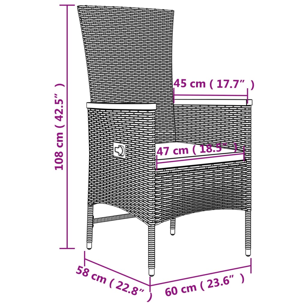Set Mobili Giardino 3pz Grigio Polyrattan Legno Massello Acacia | homemem39