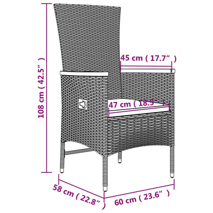 Set Mobili Giardino 3pz Grigio Polyrattan Legno Massello Acacia | homemem39