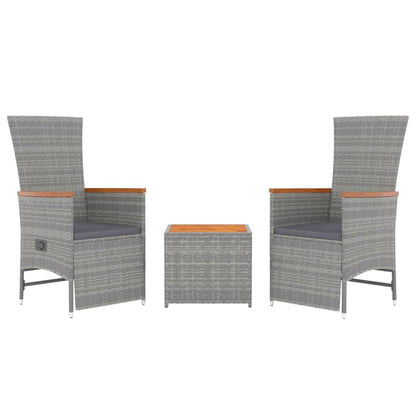 Set Mobili Giardino 3pz Grigio Polyrattan Legno Massello Acacia | homemem39