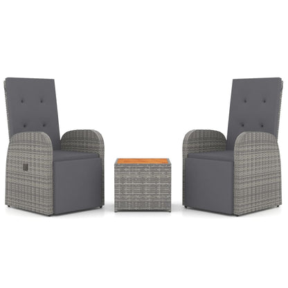 Set Mobili Giardino 3pz Grigio Polyrattan Legno Massello Acacia | homemem39