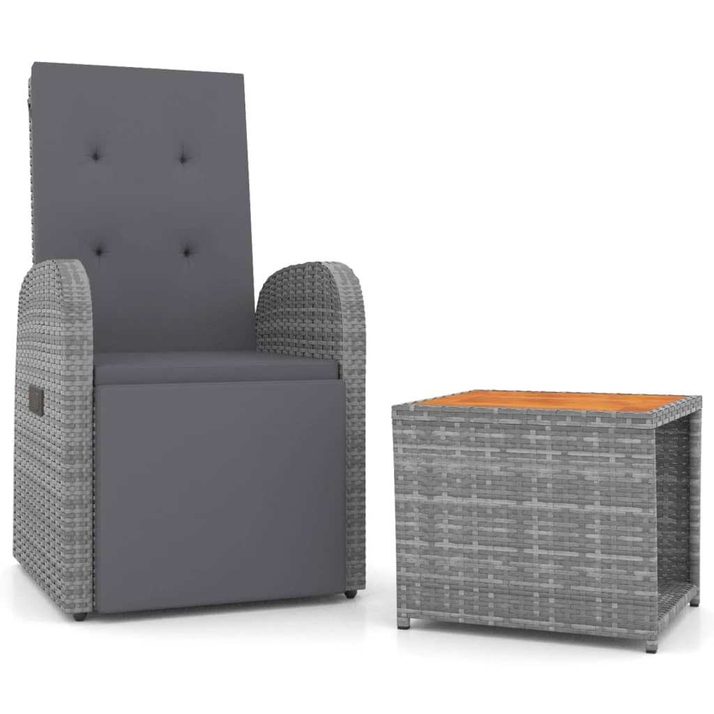 Set Mobili Giardino 2pz Grigio Polyrattan Legno Massello Acacia | homemem39