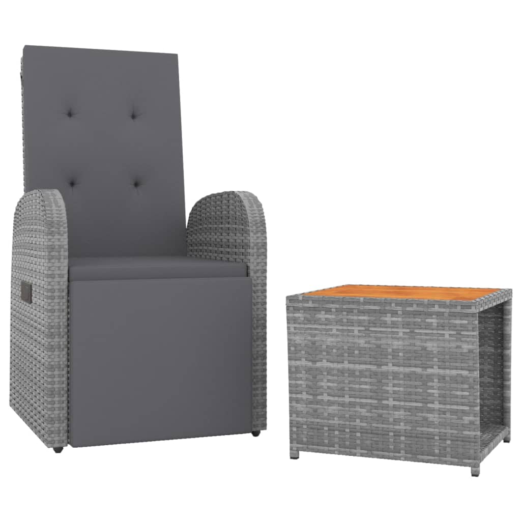 Set Mobili Giardino 2pz Grigio Polyrattan Legno Massello Acacia | homemem39