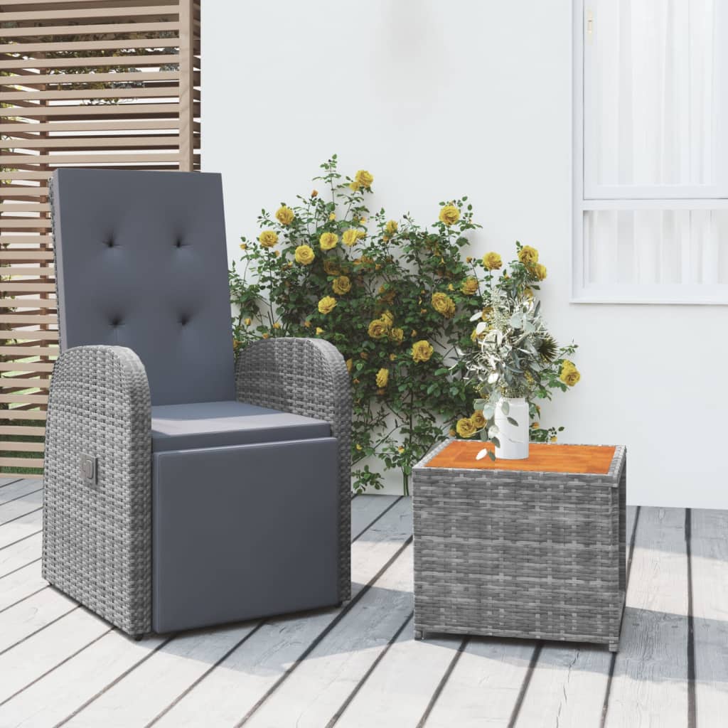 Set Mobili Giardino 2pz Grigio Polyrattan Legno Massello Acacia | homemem39