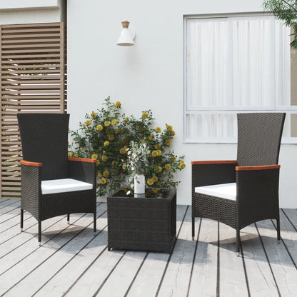 Set Mobili da Giardino 3 pz Nero Polyrattan e Acciaio | homemem39